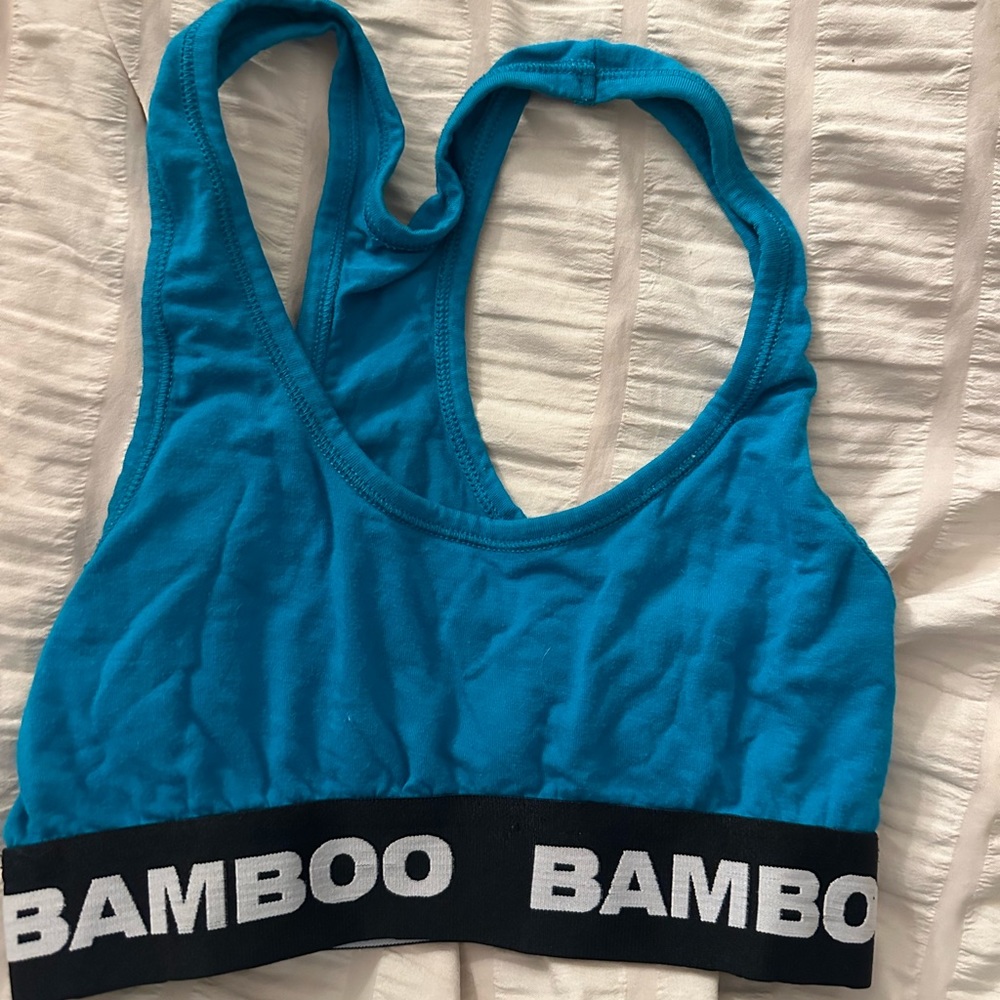 Bamboo underwear blue sports bra